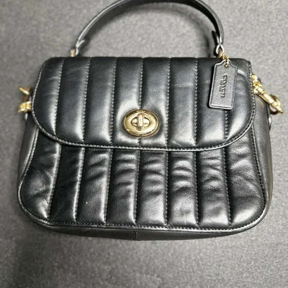 Coach Black Quilted Leather Shoulder Bag - Picture 1 of 7